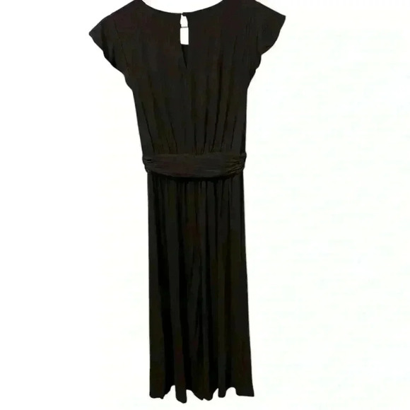 🟠Cynthia Rowley Black Flutter Sleeve Capri Jumpsuit XS - Picture 2 of 5
